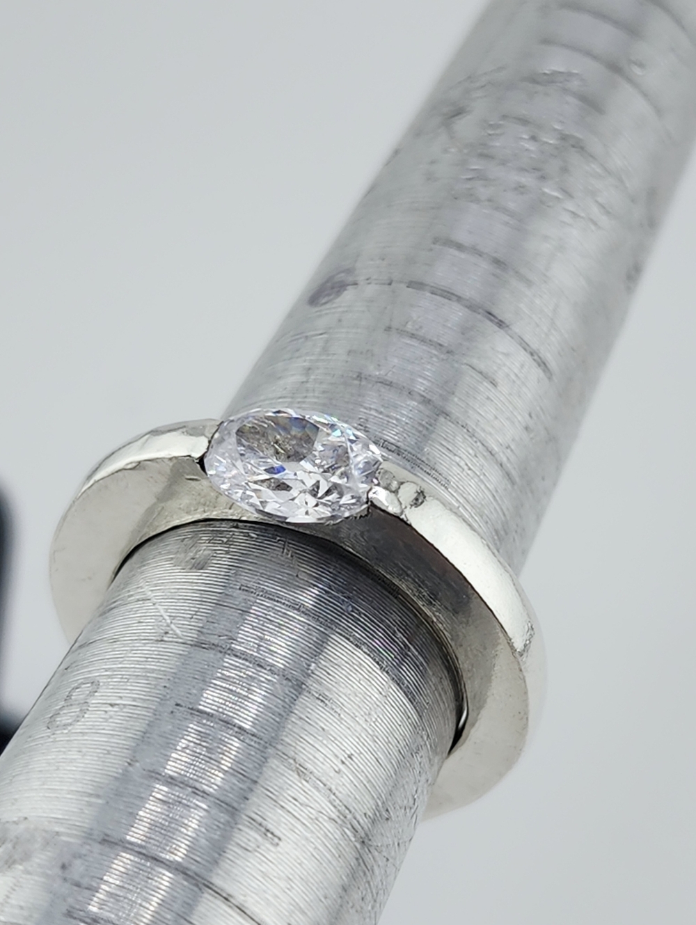 CUBIC ZIRCONIA PRESSURE RING HANDMADE STERLING SILVER SIZE7 - Picture 6 of 15